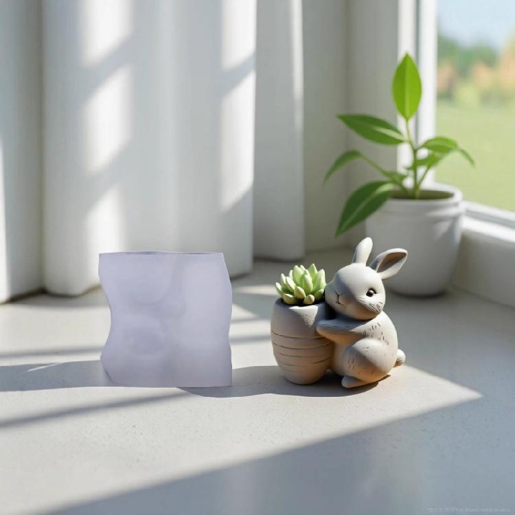 Reusable Silicone Carrot Planter Mold With Rabbit Theme DIY Resin Casting Craft Tool Decorative Tray Making Supplies