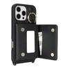 For iPhone 16 Pro Max Case with Lanyard/Mirror/Card Holder Grids Pattern RFID Blocking Phone Cover