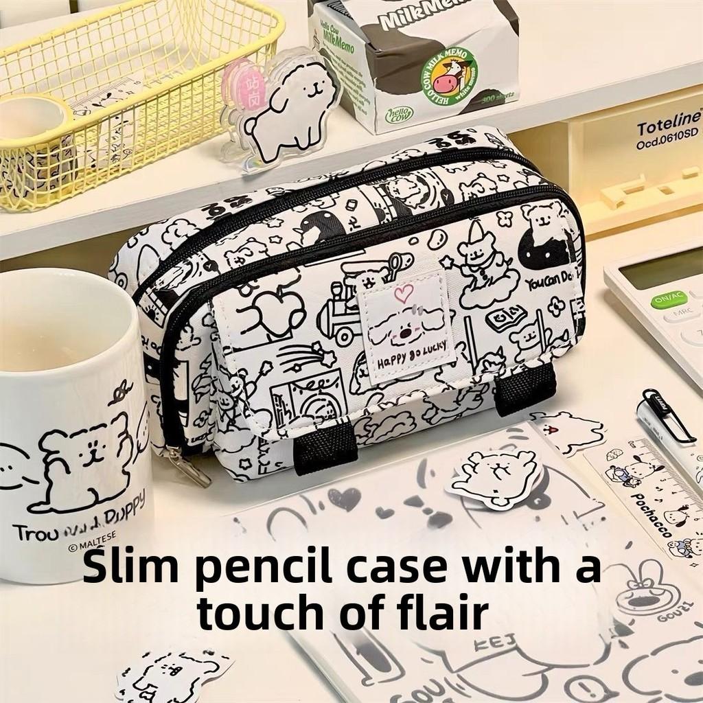Hello Kitty And Capybara Canvas Storage Bag With Flip Cover For Stationery And Office Supplies