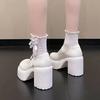 Women's Versatile Thick Heeled Shoes Fashion Buckle Pumps Mary Jane Shoes Ladies White Lolita Shoe Retro Leather Footwear Mujer