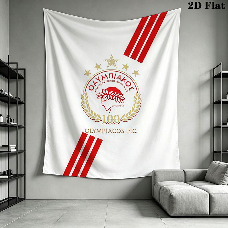 Olympiacos logo Wall Hanging Printed Fabric Blanket Decorative Tapestries for Bedroom Living Room Home Decor