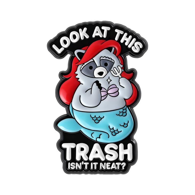 Trash Raccoon Enamel Pins Cartoon Mermaid Brooches Lapel Badges Poor Unfortunate Cute Animal Jewelry Gift for Friends