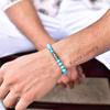 Natural Turquoise Gemstone Bead Bracelet Turquoise Celtic Symbol Beaded Jewelry Tree of Life Charm  Stretchable Handmade Charm Bracelets
