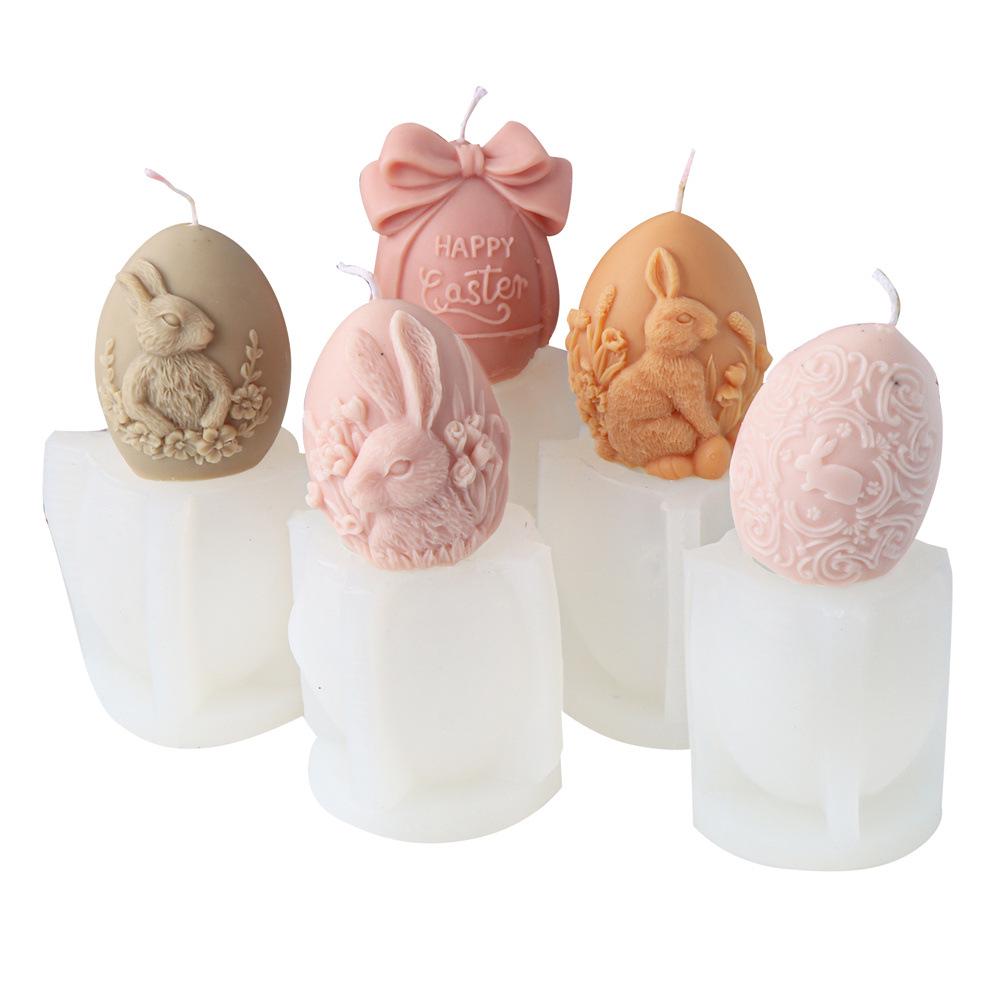 Silikonowa forma na świecę Wielkanocny Królik z Kokardą i Jajkiem
