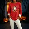Women's Long Sleeve Pullover Round Neck Halloween Print Winter Casual Top