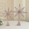 C-style golden Christmas new product Christmas tree iron art sticky powder tree top star accessories golden three-dimensional hollow five-pointed