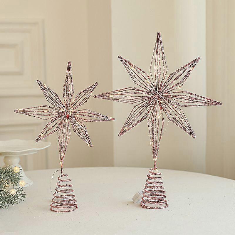 H-style golden Christmas new Christmas tree iron art sticky powder tree top star accessories golden three-dimensional hollow five-pointed star