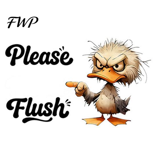 Waterproof Toilet Decal Cute Cartoon Animal Sticker Flush Please Tank Decorative Self-Adhesive PVC Bathroom Wall for Washroom D