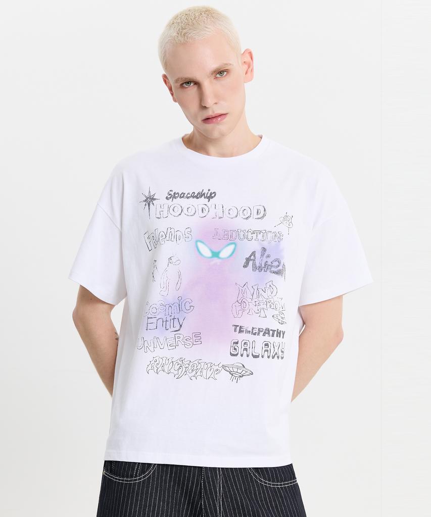 HOODHOOD Spray Alien Short Sleeve T-Shirt White