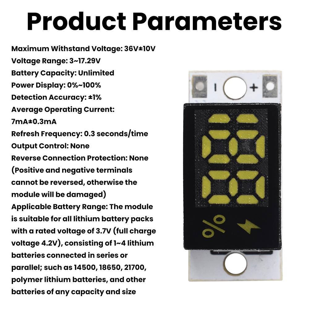 3-17V 1/2/3/4S Lithium Battery Power Meter Display Module Series Connected Battery Percentage Capacity Monitor Indicator Board