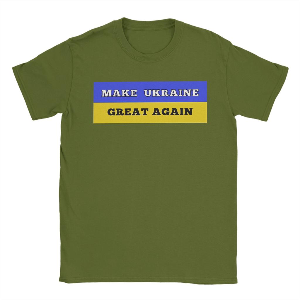 Unisex Make Ukraine Great Again T Shirts Pure Cotton Tops Funny Short Sleeve Round Collar Tee Shirt Classic TShirt