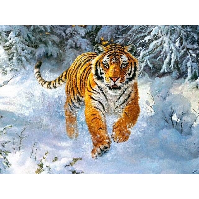 Pictura cu diamant Tigru 5D Animal Broderie cu diamante Decor pentru casa Pictura complet rotunda pictura cu diamant Pictura perete