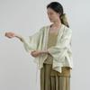 Johnature Women Vintage Jacquard Coats Bandage Chinese Style V-Neck Blouses Spring Soft High Quality Coats