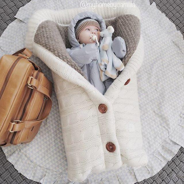 Velvet-Lined Knitted Baby Stroller Sleep Sack