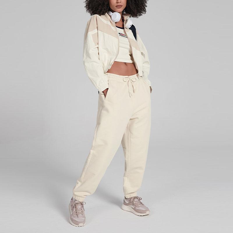 Reebok Retro Sports Stand Collar Short Color Block Woven Jacket Women Jacket Beige 24SRC106WGW1