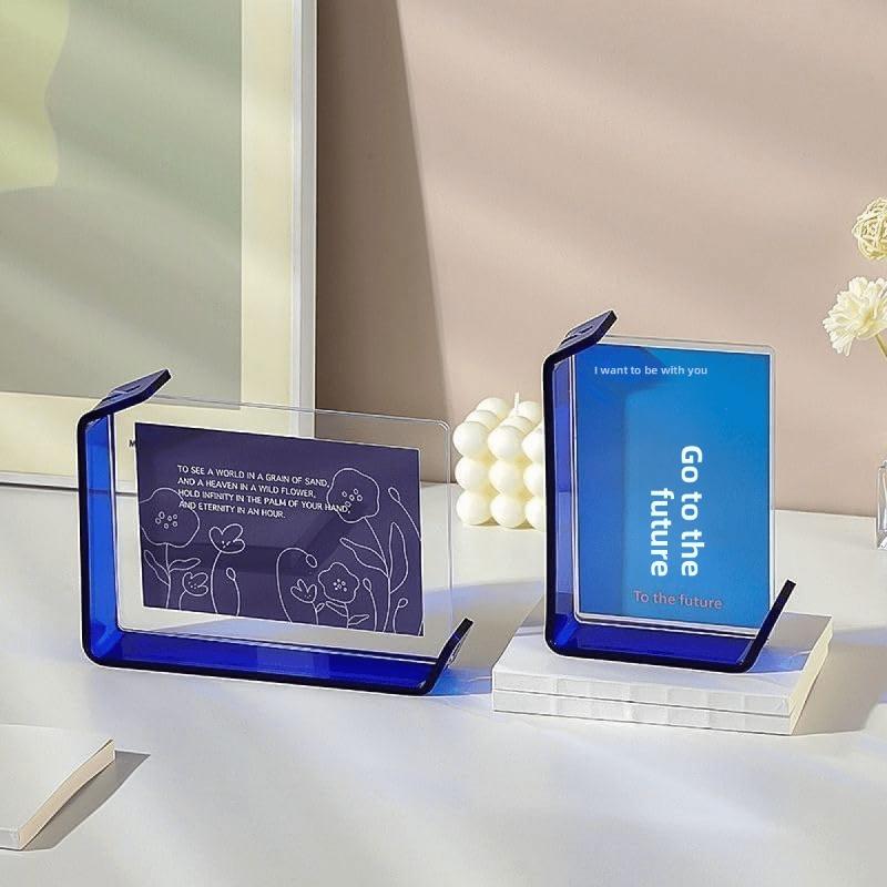 L-Shaped Acrylic Photo Frame - Premium Clear Display Stand 6-inch синий