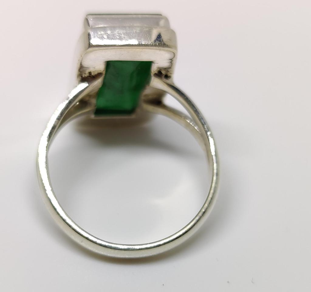 Statement Ring, Emerald Ring for Women, 925 Solid Sterling Silver, Handmade Jewelry, Green Stone Ring, Birthstone Ring