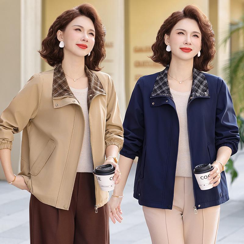 Women's Spring & Autumn 2026 Jacket - Stylish Lapel Loose Fit for Middle-Aged & Elderly