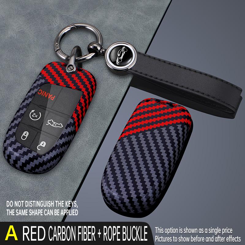 Carbon Car Key Cover Fob Case Shell for Jeep Grand Cherokee Dodge Dart Journey RAM 1500 Charger Challenger Durango Chrysler 300