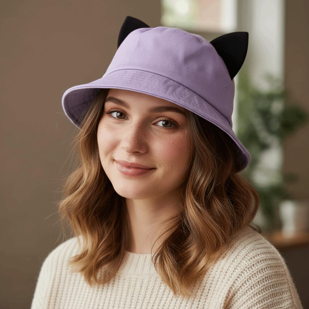 Cotton Fisherman Hat Cute Ear Sun Hat Fashion Basin Hat Women
