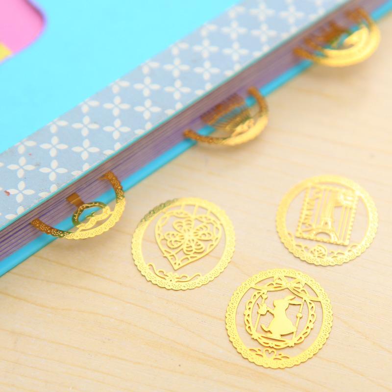 1pcs Mini Metal Bookmark for Book Lace Ring Cartoon Cat Rabbit Key Page Clips Unique Reading Gift Office School