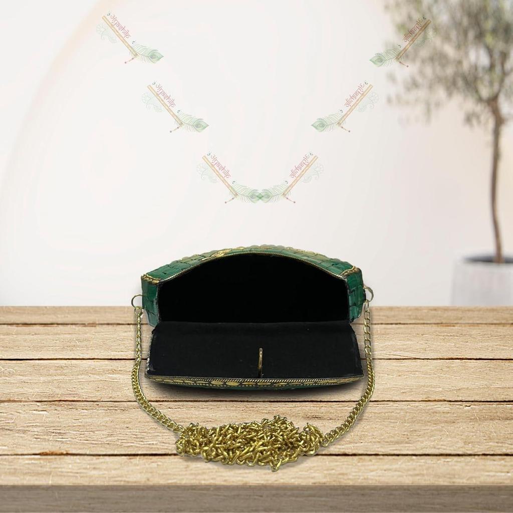 Poșetă de mireasă pentru femei din alamă antică, poșetă etnică din metal, lucrată manual