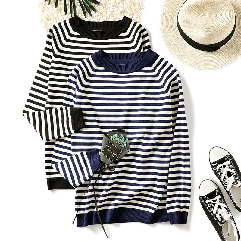 Autumn and Winter Women's Sweater Simple Slim Long-sleeved Knit Round Neck Pullover Sweater