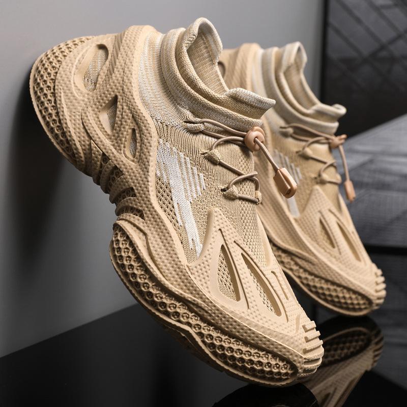 Men's shoes autumn new fashion versatile men's sports casual shoes elastic fly-woven breathable dad shoes