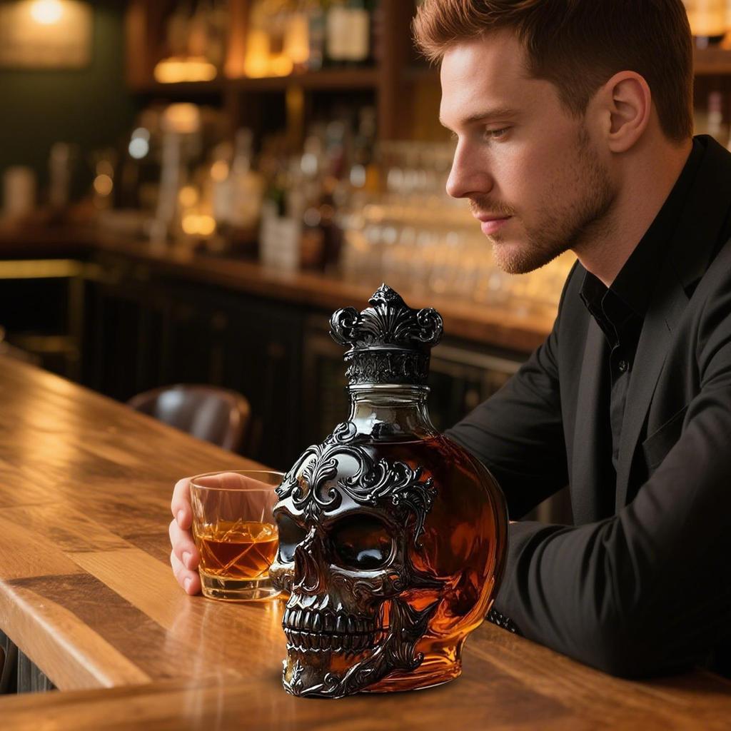 Viski Şişesi Kafatası Dekoru Alkol Dispenseri İskelet Viski Şarap Şişesi Heykeli Burbon Votka Brendi Düğün Partisi için
