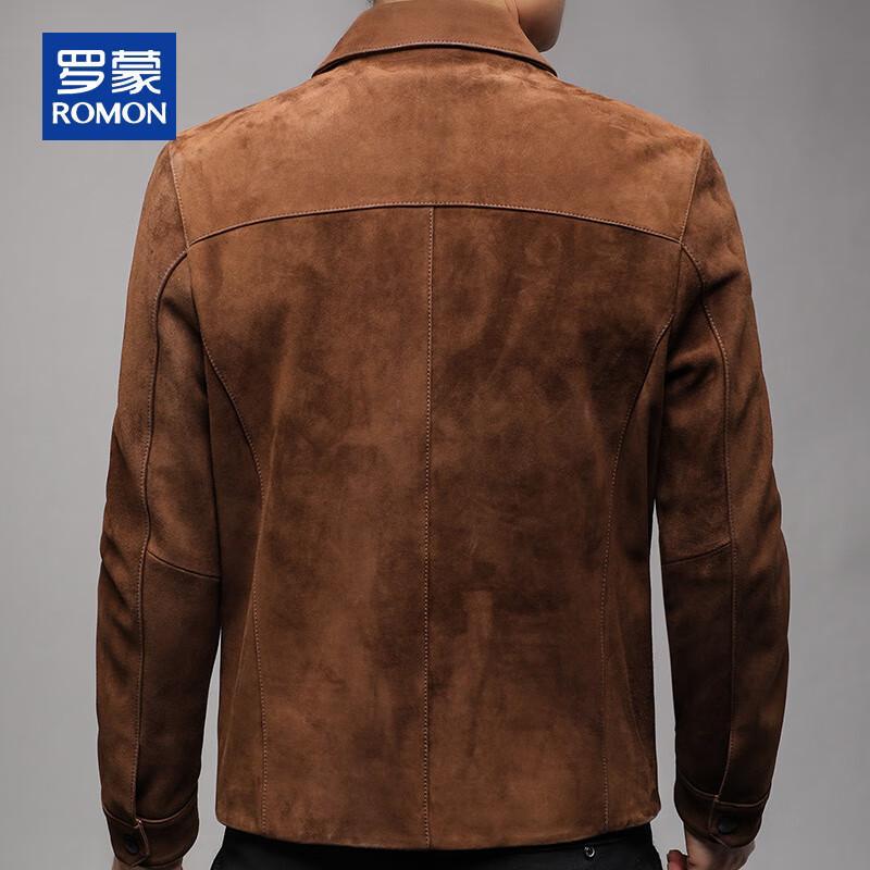 ROMON Men's Genuine Suede Lambskin Leather Jacket