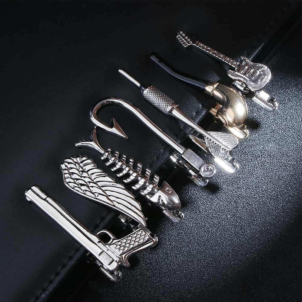 Key Shape Silver Metal Wedding Gifts for Men Necktie Clips Pin Glasses Shape Jewelry Tie Clip