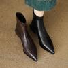 Women's Retro Brown Chelsea Boots: French Pointed Toe, Elastic Slim Fit, Chunky Low Heel, 2026 Autumn/Winter Collection