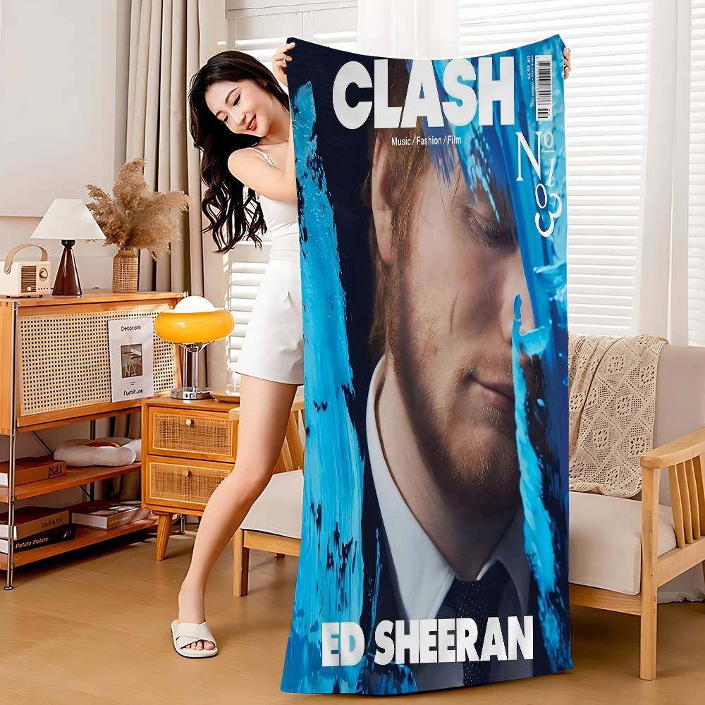 Pop Rock Singer Ed Sheeran Beach Towels Shower Towel Sauna Travel Spa Microfiber Quick Dry Gym Accessories Cute Room Decor