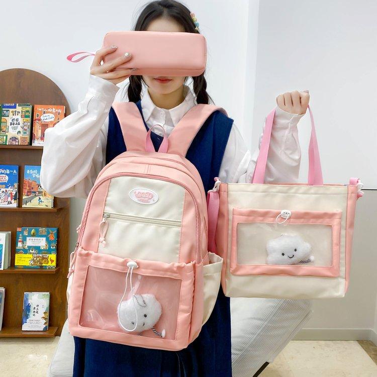 Schoolbag1011 high value Mori multi-compartment niche fashion transparent pain layer schoolbag ins cute girl double shoulder tide bag