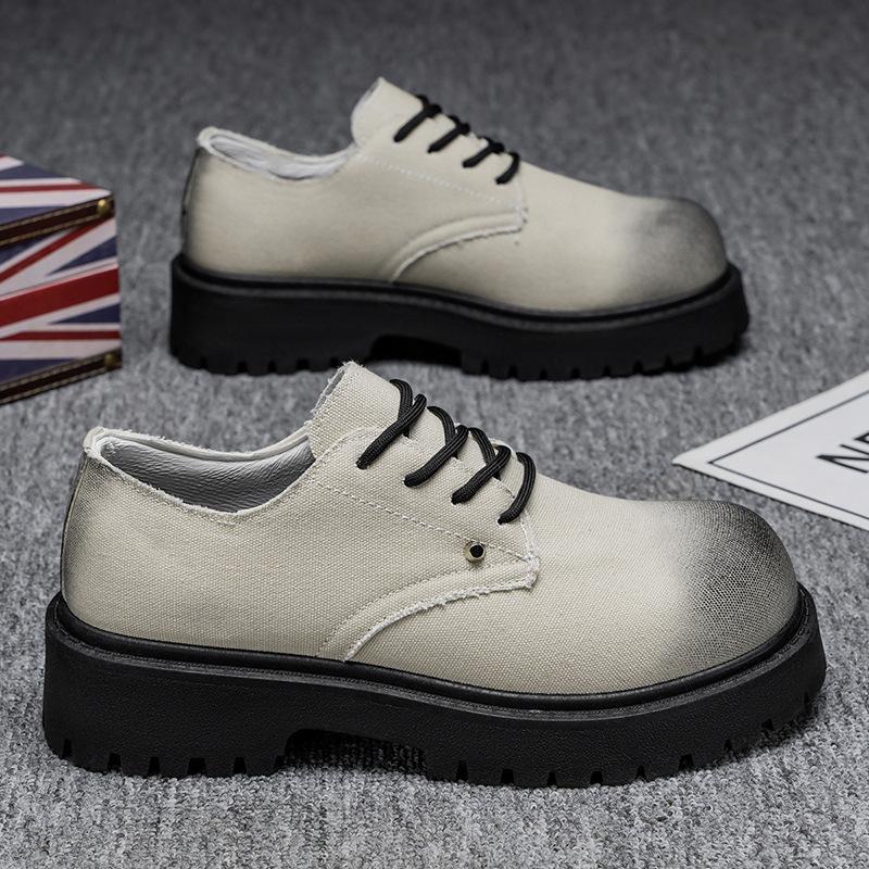 Thick-soled big-head Derby shoes men's new inner height increase British style leather shoes men's commuter casual men's shoes
