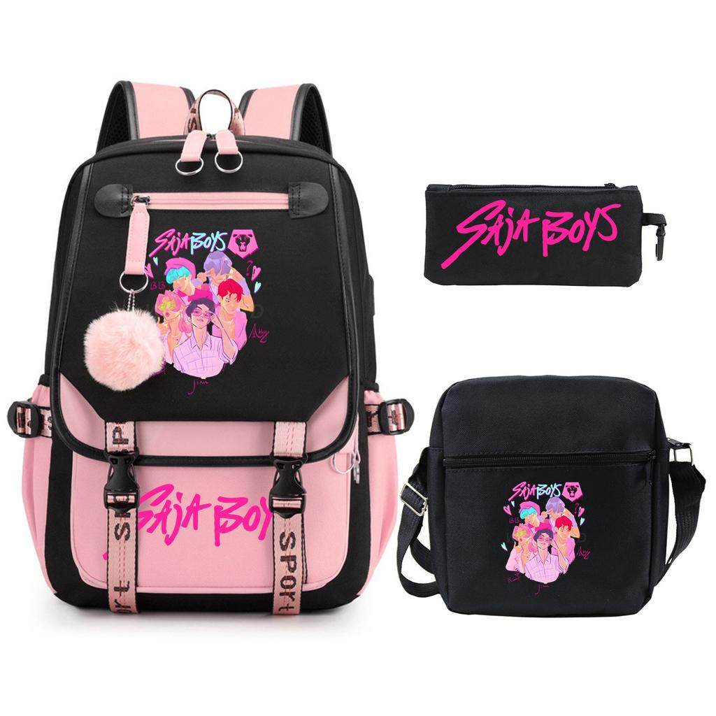 Animation Cartoon Peripheral Primary And Secondary School Students Schoolbag Multi-Functional Large-Capacity Leisure Backpack Three-Piece Set