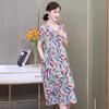 2023 Baumwoll-Print Bauchkontrolle Übergröße Sommerkleid für Frauen mittleren Alters und ältere Frauen