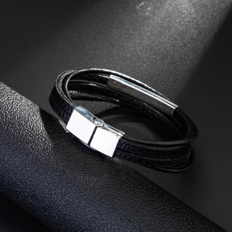 Nuovo Braccialetto in Pelle Intrecciato a Mano Semplice Dorato Europeo e Americano Accessori alla Moda Trendy