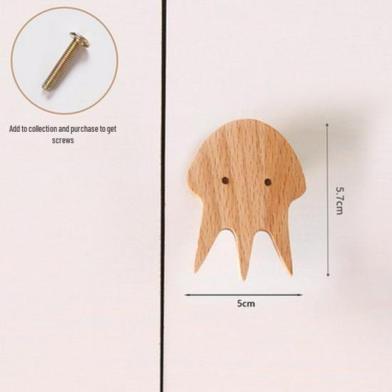 Nordic Star Moon Cloud Children's Wardrobe Handle - Solid Wood