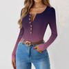 Women's  And Winter Slim Bottom T-shirt Fashion Casual Gradient Printing Round Neck Pullover Long Sleeve Top