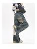 Trendy Graffiti Ripped Wide-Leg Jeans for Women - Autumn Wasteland Style
