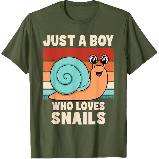 Just A Boy Who Loves Snails Funny Snail Boys Kids T-Shirt