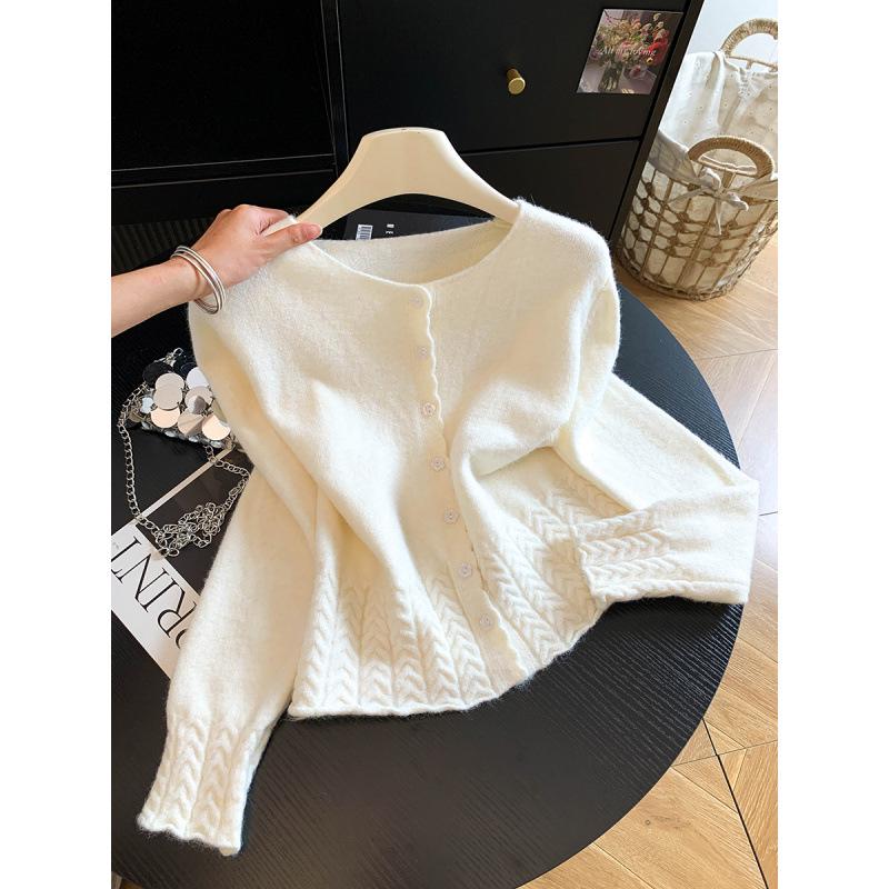 Women's 2026 Slimming Loose Knit Cardigan - Soft & Fluffy Crocheted Sweater Top for Autumn/Winter