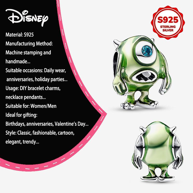 New Disney 925 Silver Winnie & Stitch Charms for Bracelet Necklace DIY Jewelry Gifts Holiday Party