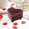 Wooden Heart Music Gift Box Hollowed Floral Carving Artistic Ornament for Girls Baby Sister Niece