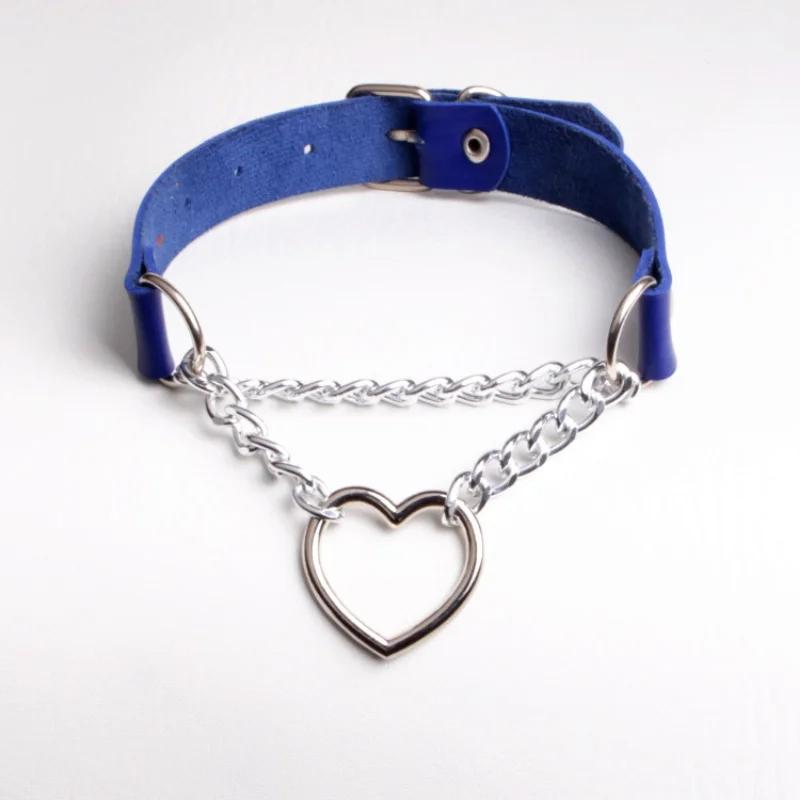 Sexy PU Leather Peach Heart Chain Collar BDSM Bondage Slave Body Harness Necklace Sex Toys for Couple Game