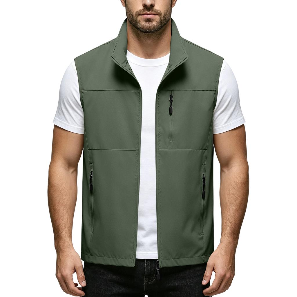 Gilet Leggero da Uomo per Esterno Asciugatura Rapida Multitasche Gilet da Pesca Impermeabile Giacca Senza Maniche da Escursionismo per Viaggio Campeggio