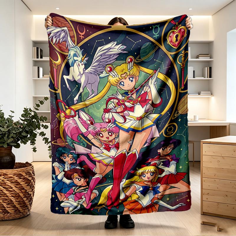 Sailor Moon Print Blanket - Soft & Comfortable, for Bedroom, Travel, Sofa, Home Decoration - Birthday Christmas Gift for Friend
