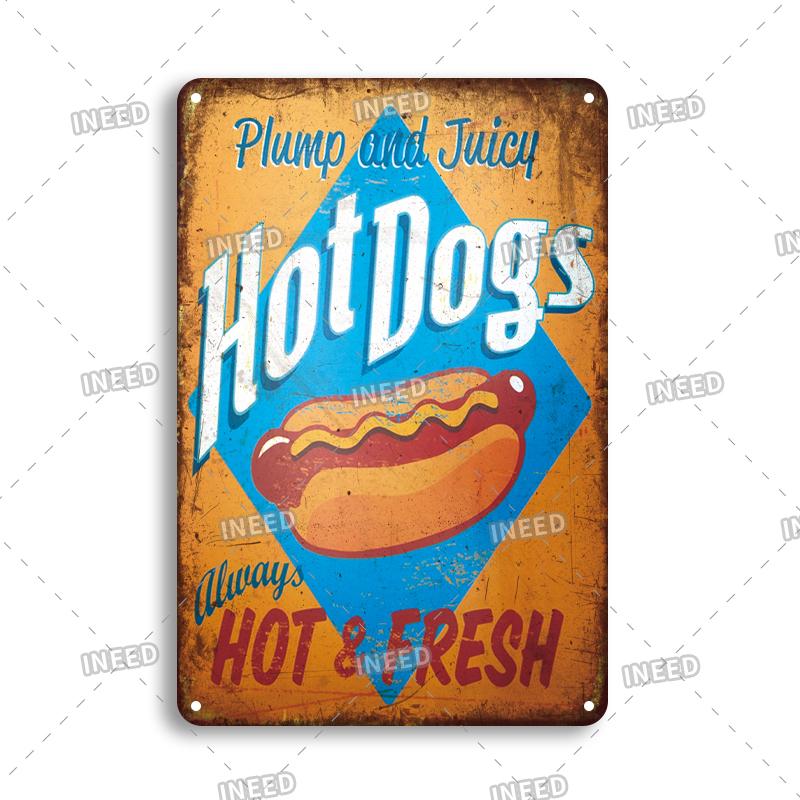 INEED Vintage Decor Fast Food Breakfast Lunch Tin Sign Wall Posters Metal Sign Art Plate Kitchen Decorative Plaque Metal Decor