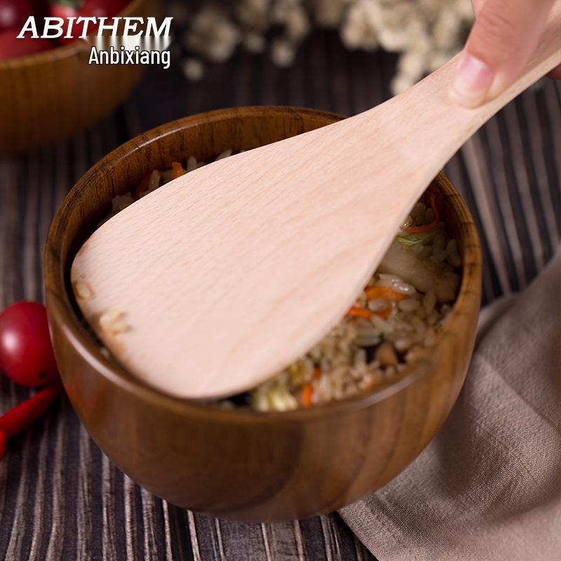Japanese Jujube Wood Bowl for Adults & Kids, Solid Wood Noodle Bowl, Versatile Home Tableware